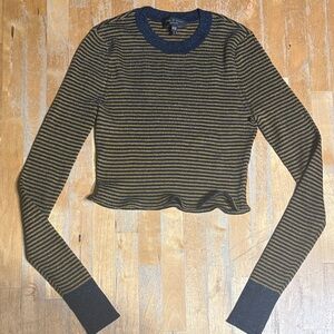 rag & bone Blue and Gold Striped  Long Sleeve Top